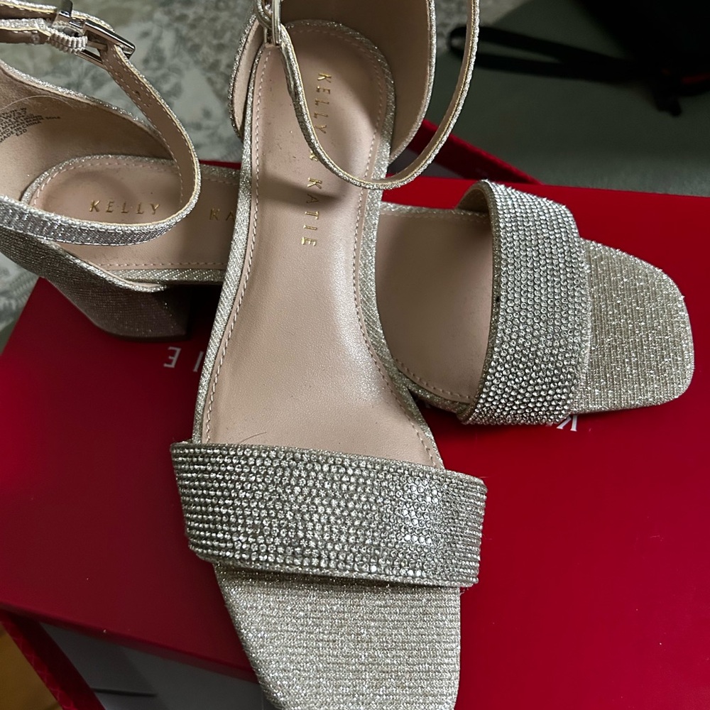 Kelly & Katie Shimmer Sandal in champagne color